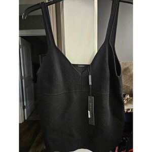 NWT Elie Tahari Merino Wool Blend Knit Camisole Tank Top Noir Black ET XS NEW